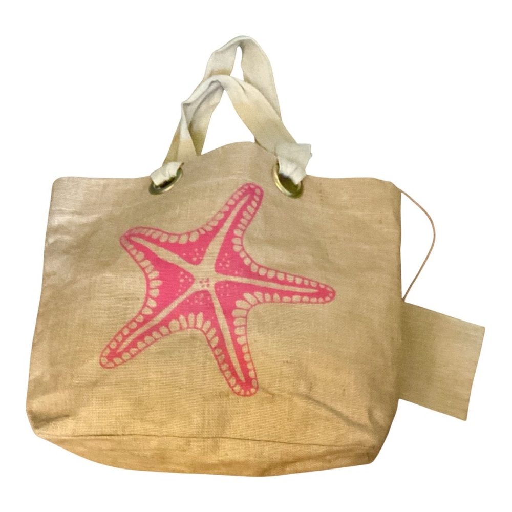 New Pink Starfish Canvas Tote Bag
